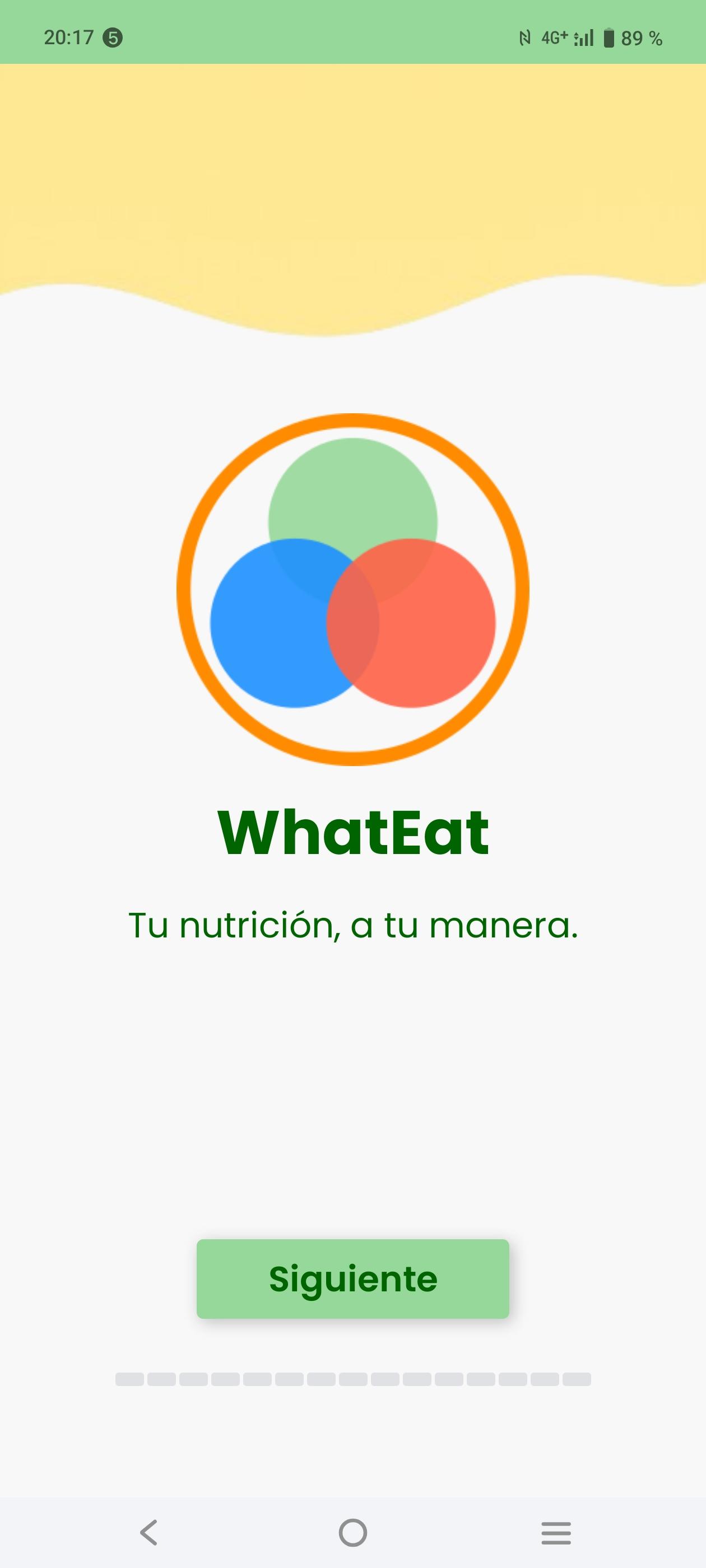 WhatEat – Pantalla principal